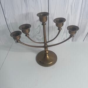 Vintage Brass Candelabra MCM 5 Candle Candlestick Holder